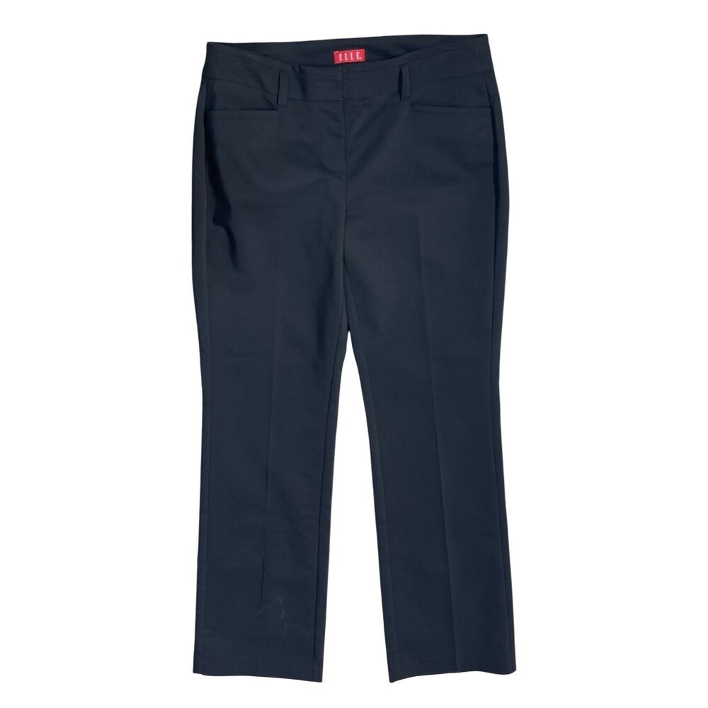Elle Women's Slacks Pants Size 8 Black Straight Stretch Office Dress